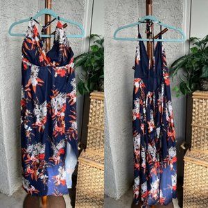 Simplee Blue Floral Halter High Low Dress Size Small